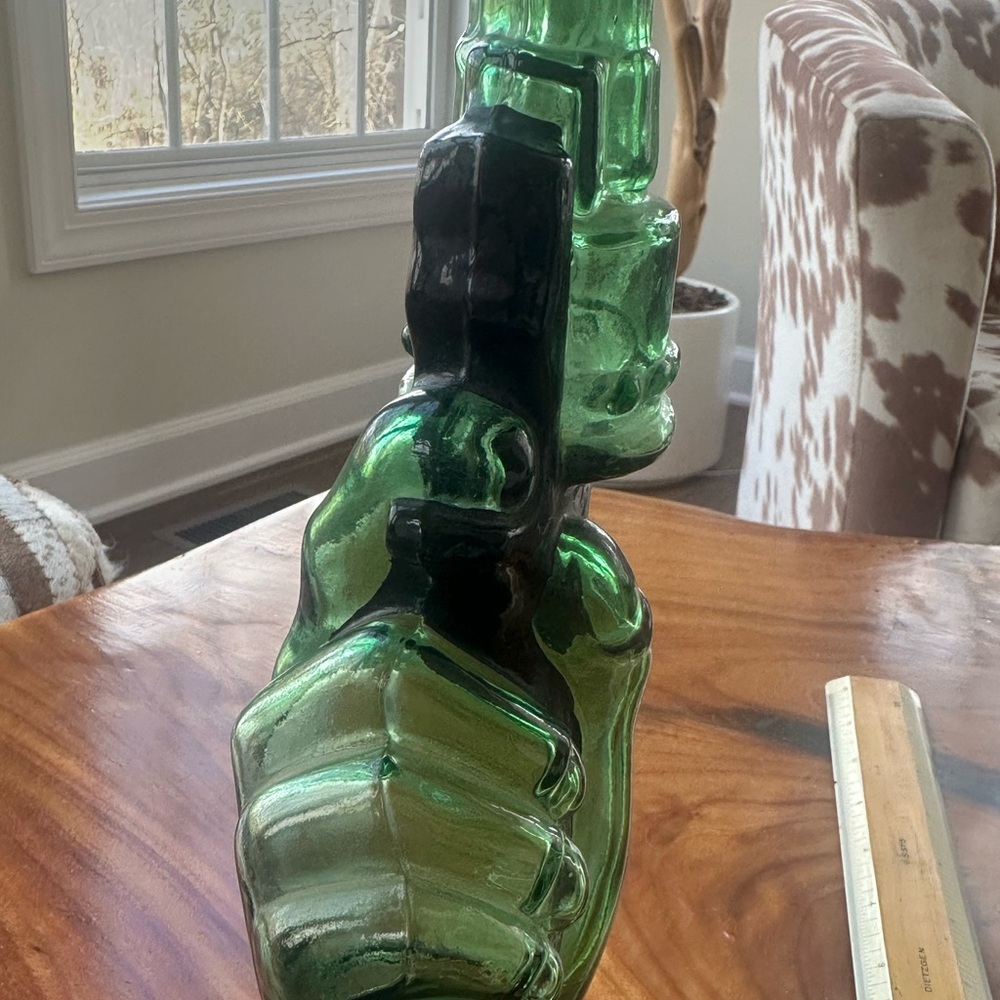 Vintage Green Glass with Black (painted?) accents. - Picture 6 of 8